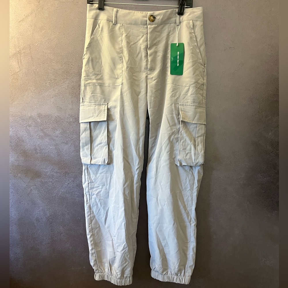 SHEIN Light Beige Cargo Joggers